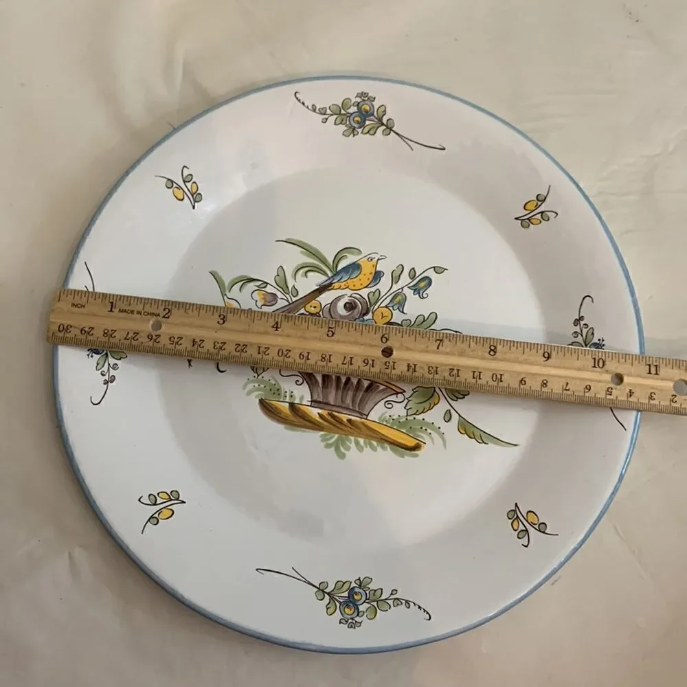 SP France Porcelain Bird In Flower Basket Foterie a la Chapelle des Gots Plate